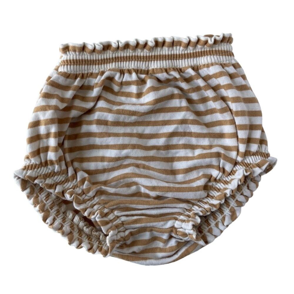 Quincy Mae Gathered Bloomer - Gold Stripe - 6-12M